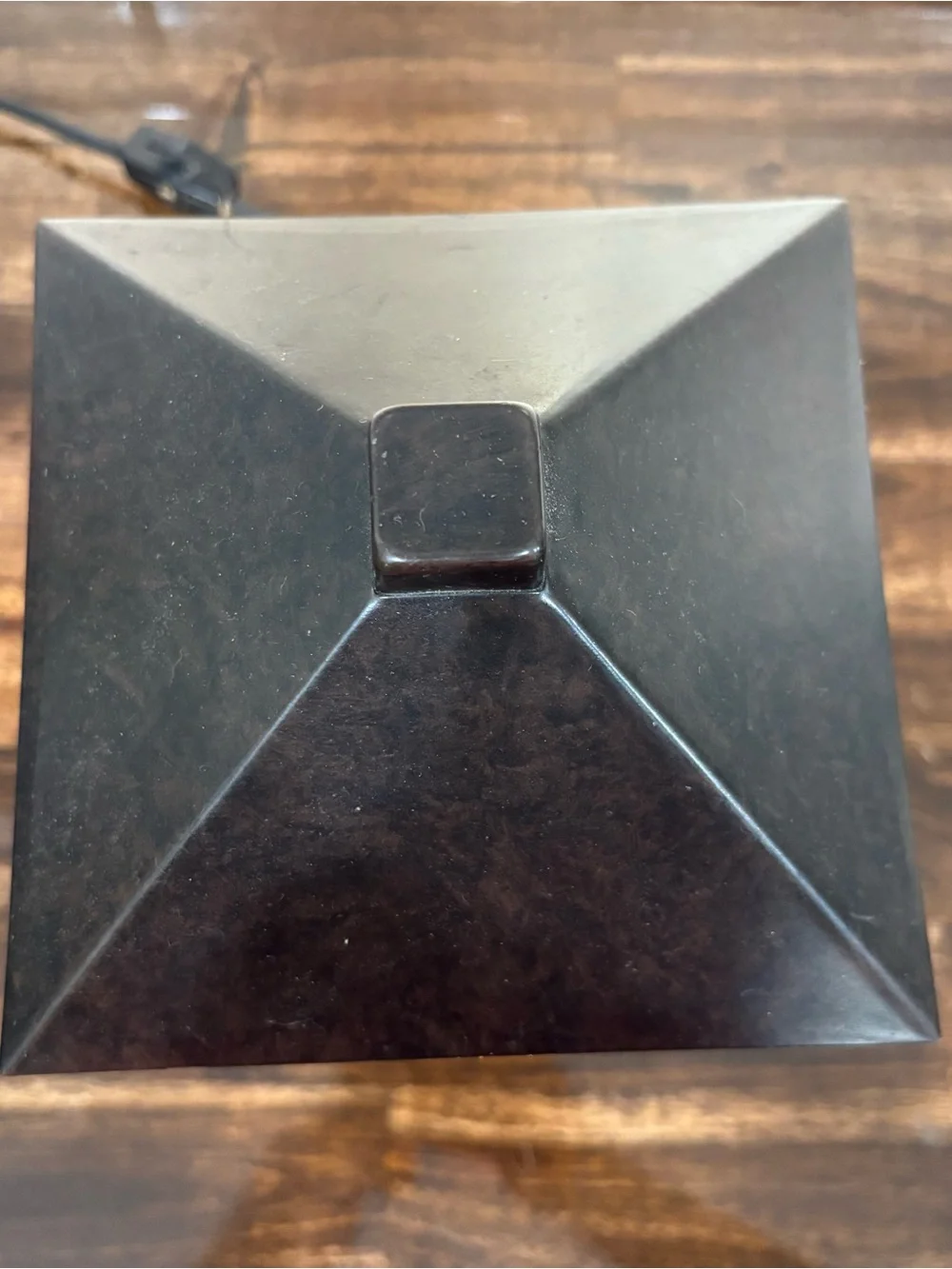 Amber and Black Stained Glass Lantern Accent Lamp - Craftsman Style